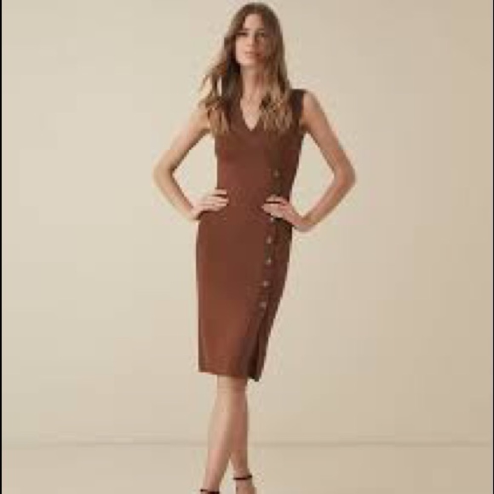 Reiss Eleni Bodycon dress in caramel
